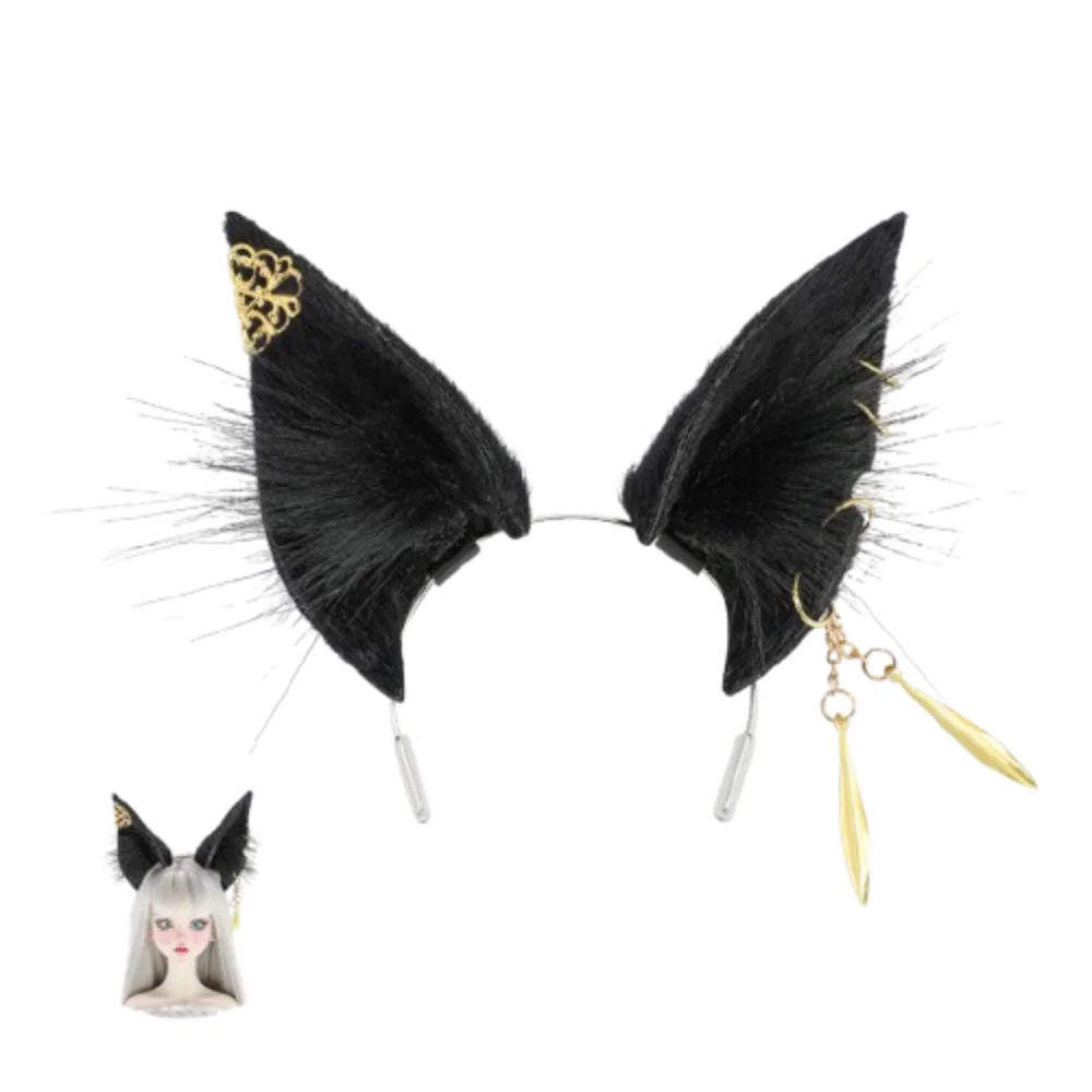

Kawaii обруч для волос с имитацией ушей животных, повязка на голову с кошачьими волчьими ушками, 1/4 головных уборов, хвосты с кошачьими ушками, мягкий милый головной убор из хлопка