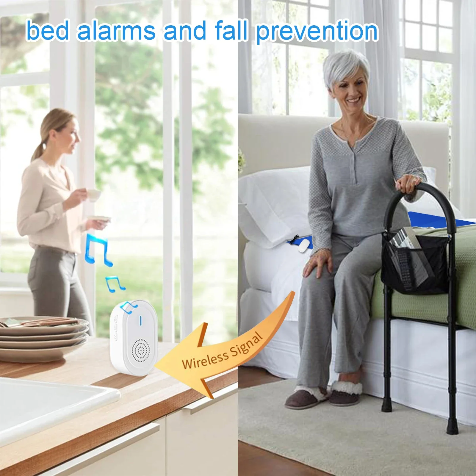 Bed Pressure Sensor Alzheimer\'s/Dementia pager Entry Exit Alarm Carpet Elderly Wheelchair Fall Pressure sensor pad