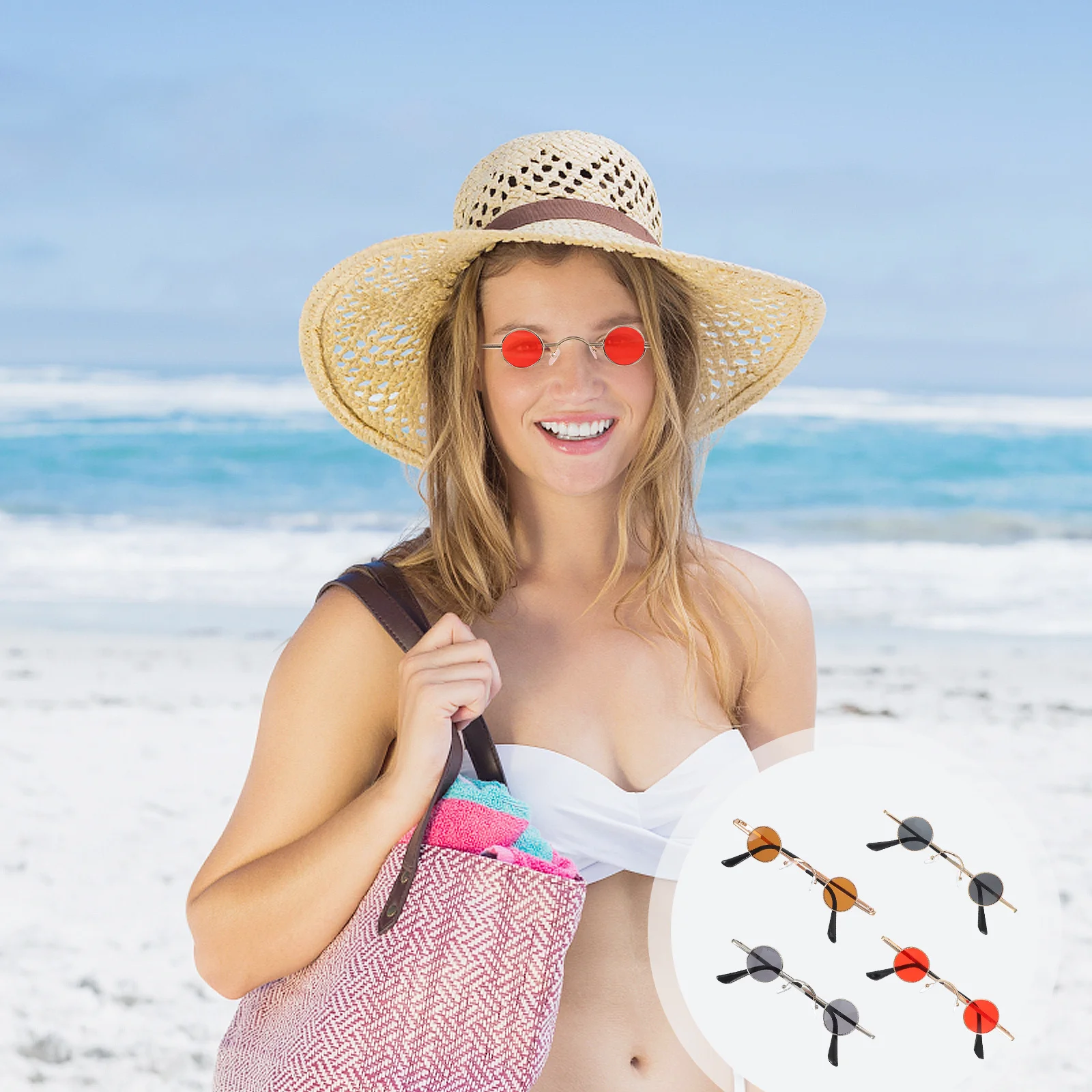 

4pcs Sunglasses Punk Retro Decorative Resin Eyewear for Party Supplies Beach Vacation Fashion Accessories Women Gift