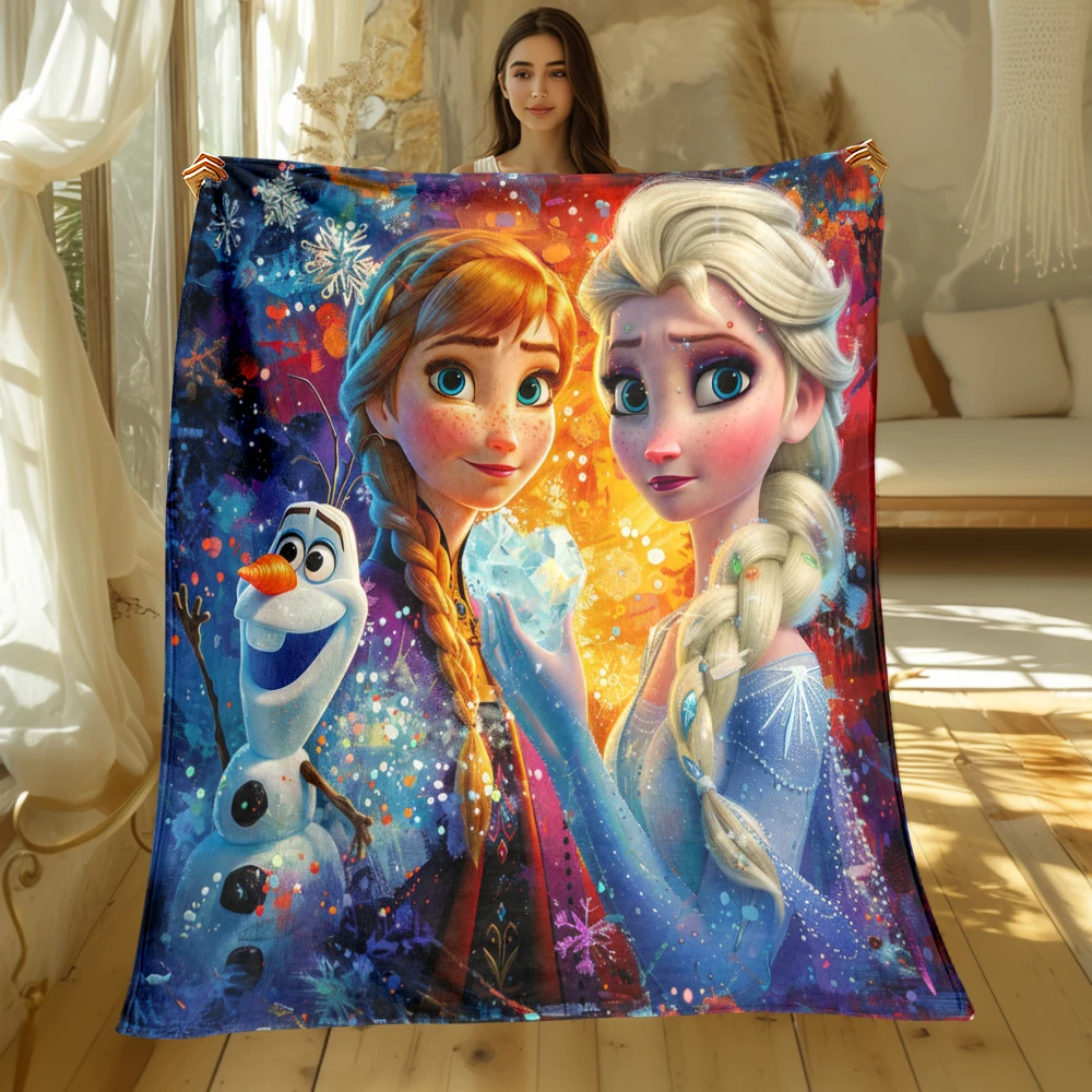 Frozen Elsa Princess HD Printed Flannel Fluffy Throw Camping Blankets for Children Sofa Throw Thin Blanket Modern Fashion Gift