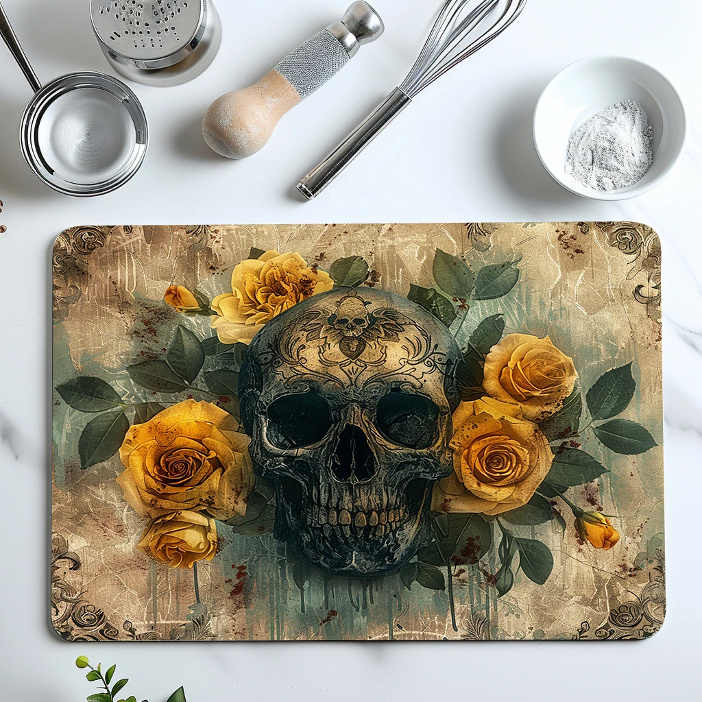 

Кофейный коврик, Хэллоуин, роза, абсорбирующий рандомный коврик для сушки, посуда для ванной комнаты, скрывающий пятна, абсорбирующий коврик с резиновой спинкой