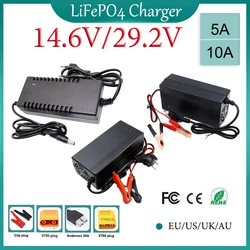 New 14.6V 29.2V 5A 10A Charger Used For 4S 12V 12.8V 8S 24V 25.6V LiFePO4 Battery Pack 5A 10A 20A Fast Intelligent charging EU