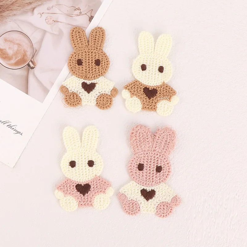 10pcs Cartoon cute little panda Mimi rabbit embroidery cloth stickers wool embroidery patch stickers shoes and hats accessories