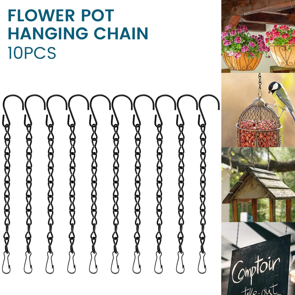 Garden Hanging Chains Basket Flowerpot Decor Planting With Hook Clip Extension Sprocket Lanterns Planters Replacement 10pcs For