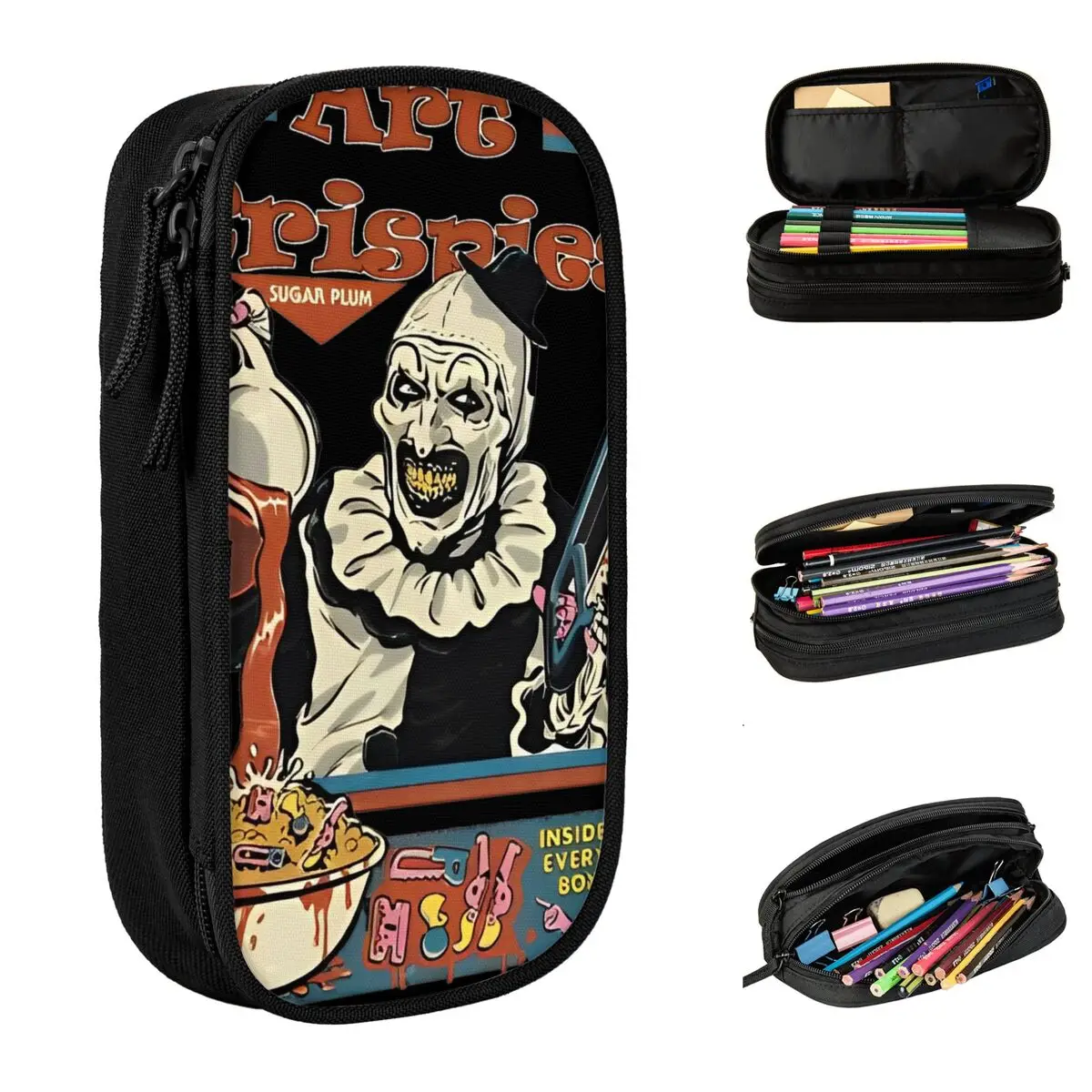 Art Crispies Terrifier Clown Pencil Cases Movie Horror Pencilcases Pen Holder Girls Boys Big Capacity Bag School Supplies Gifts