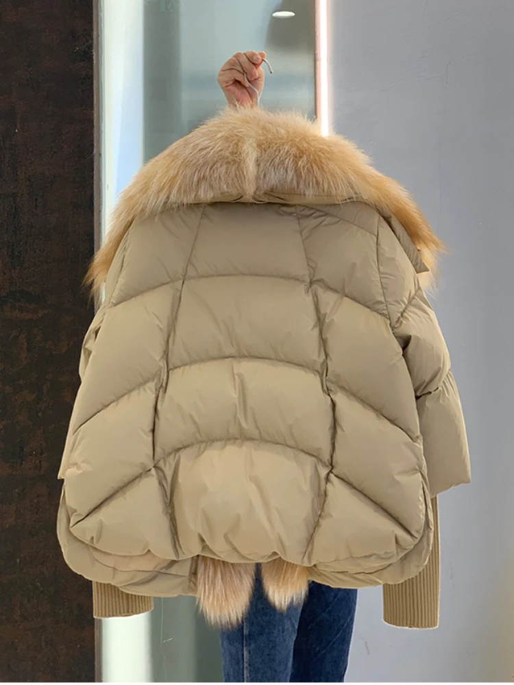 2026 Winter Real Fox Fur Collar White Duck Down Padded Down Jacket Regular Fashion Warm Big Fur Collar Women's Coat