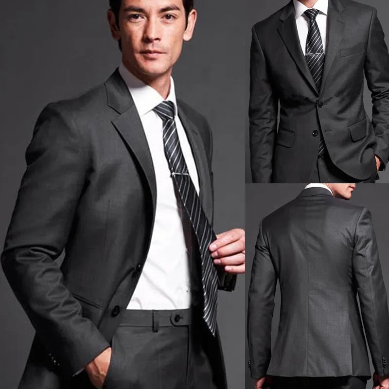 

2023 Custom Made Men Suit Set, Tailor Made Suit Regular, Bespoke Charcoal Wedding Suits For Men, Slim Fit Groom Tuxedos For Men