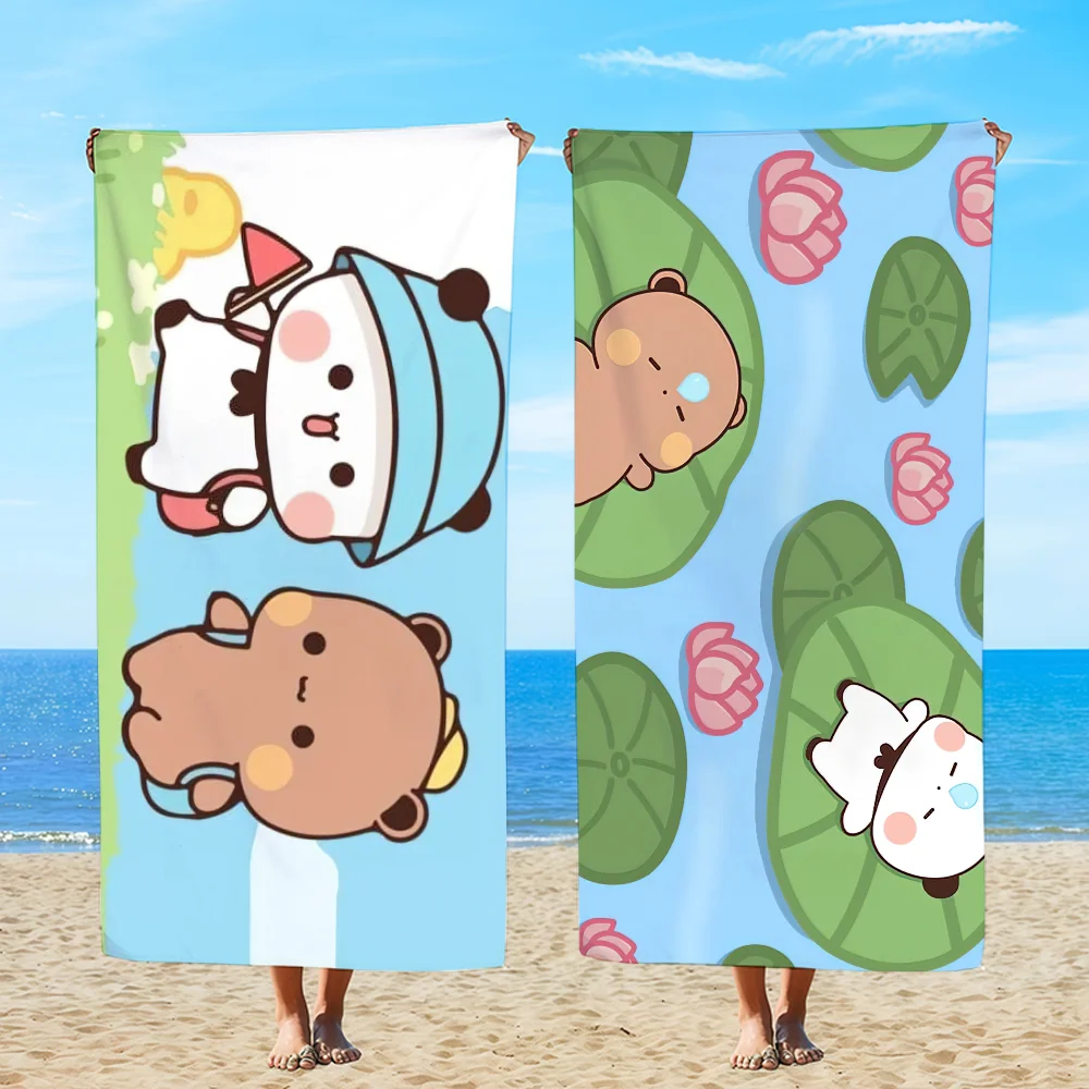 Cute BUBUDUDU Panda Cartoon Towel Beach Oversized Soft Ultra Absorbent Quick Drying Large Pool Travel Camping Bathroom