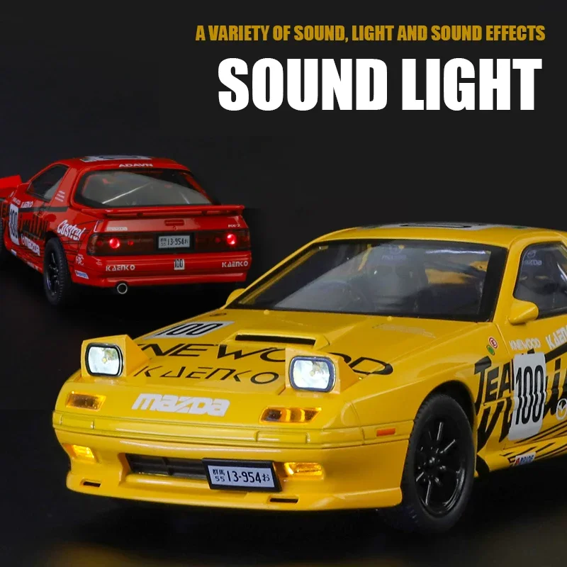 1:24 Mazda RX7-FC Track Version Super Racing Hochpräzises Legierungsmodell Sound Light Pull Back Hot Wheels Kindergeschenk