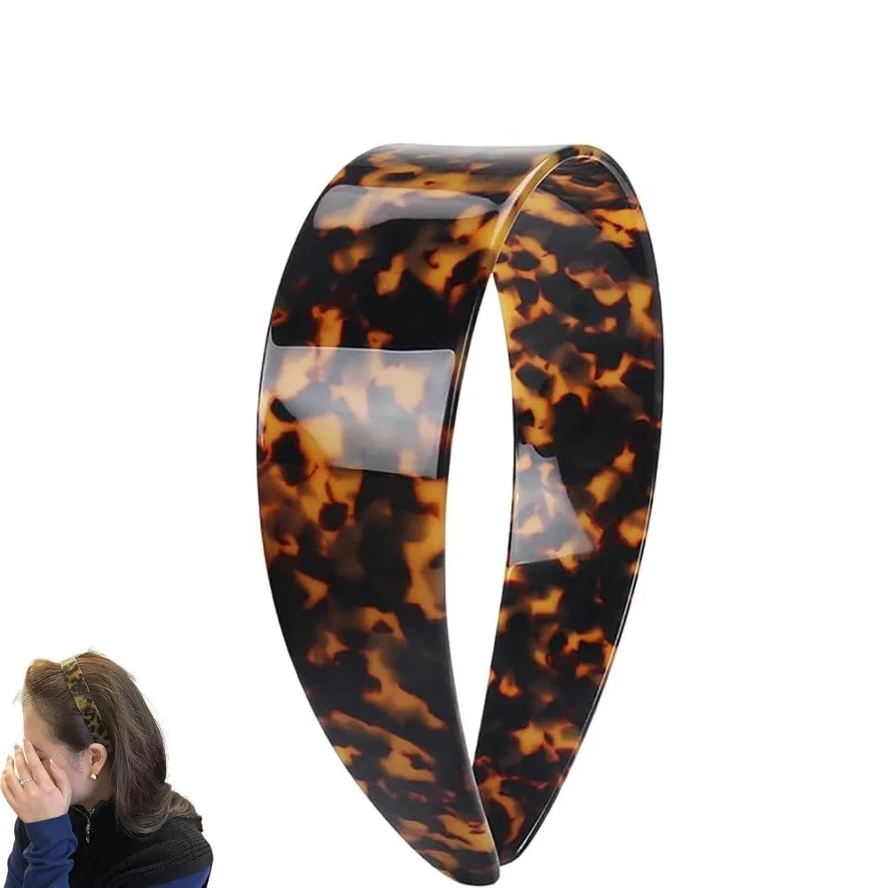 

Широкая ретро-повязка на голову из пластика под черепаховый панцирь с зубцами, нескользящая, для женщин и девочек, темно-черепаховый цвет