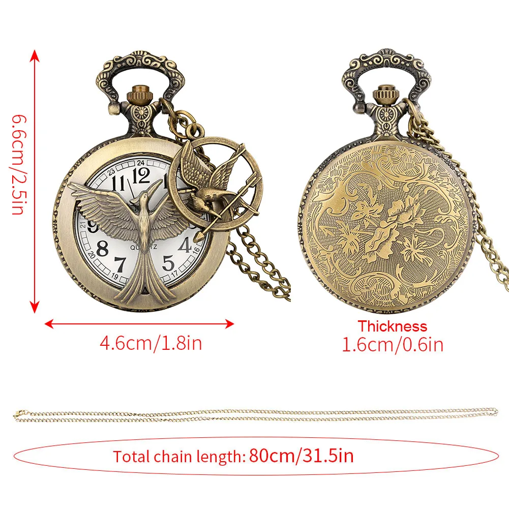 골동품 청동 버드 포켓 시계 쿼츠 시계 Mocking 버드 액세서리 펜던트 체인 시계 목걸이 남성 여성을위한 기념품 선물
