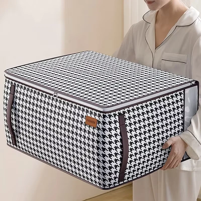 

Storage Bag with Houndstooth Pattern and Large Dustproof Storage Box for Clothes Blankets Moving Bag Luggage Bag Clothes Storage