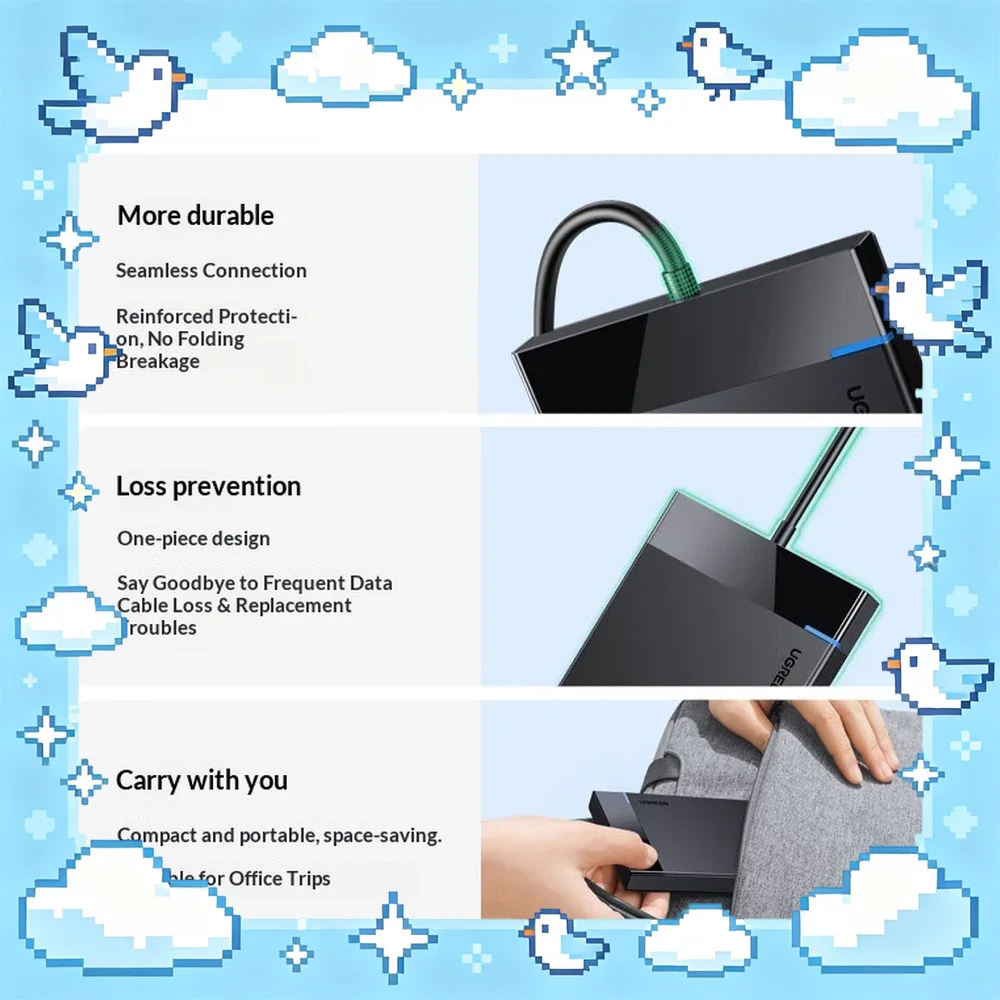UGREEN US221 30847 Tool Free 2.5 Inch SATA to USB 3.0 External Hard Drive Enclosure HDD SSD Case
