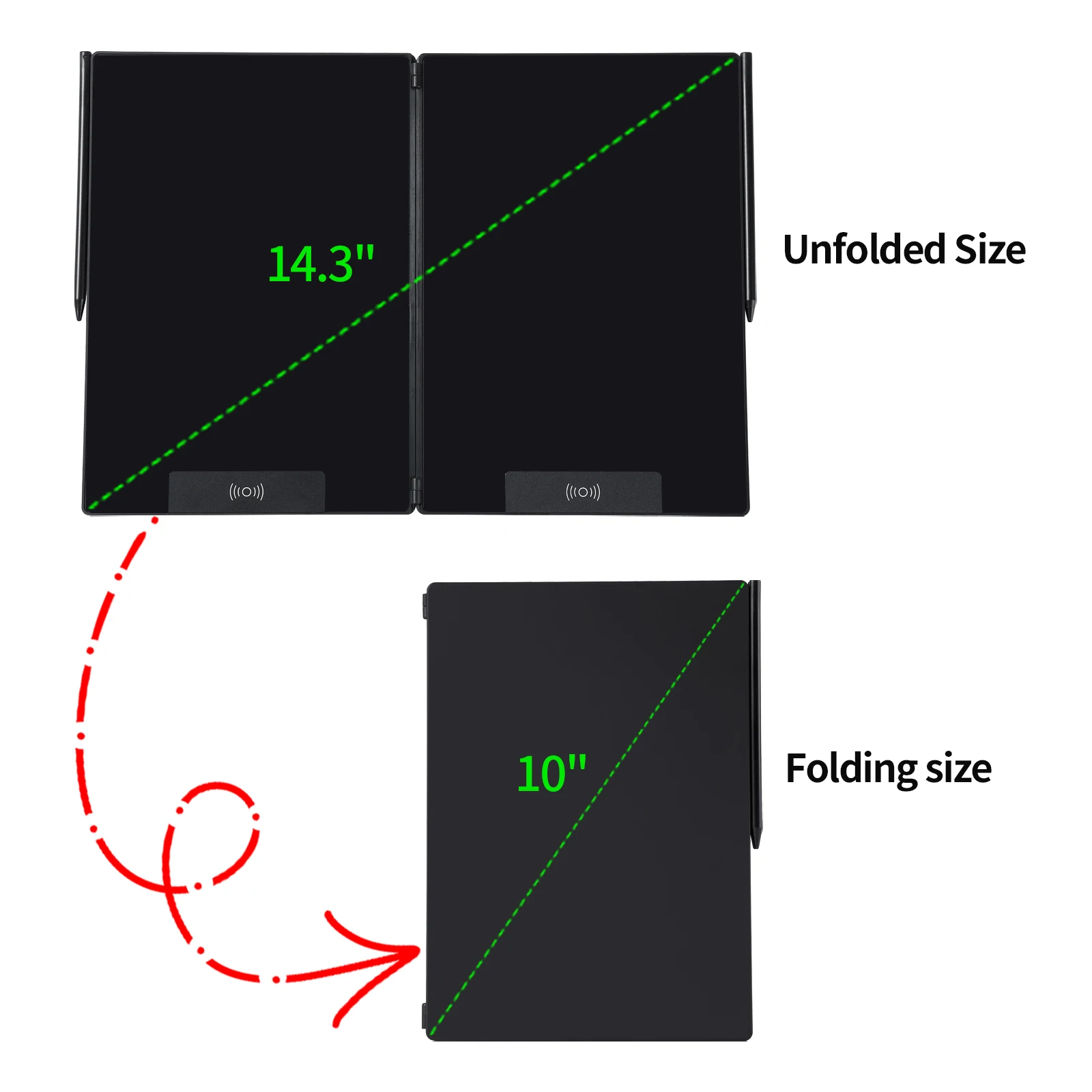 14.3-inch Folding Screen  LCD Superfine Handwriting Writing Board Meeting Magnetic to Eras Drawings Tablet Split screen