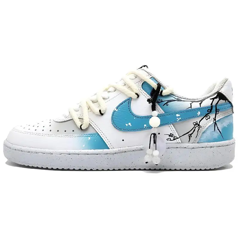 

[Custom The joy lingers on the brows.]Nike Court Vision 1 Low Top Skateboard Shoes Men's Gray Blue