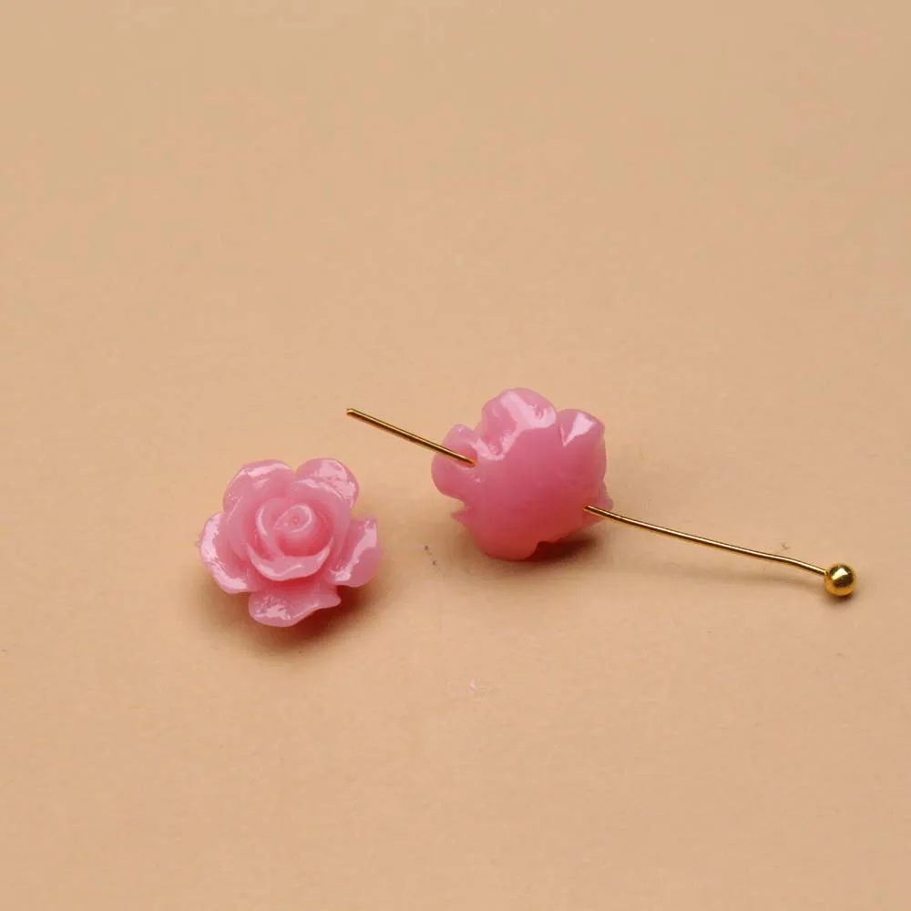 20pcs 10mm Artificial Coral Beads Camelia Flower Fashion Bead Red Black Pink Mix Colors for Jewelry Bracelet Making DIY