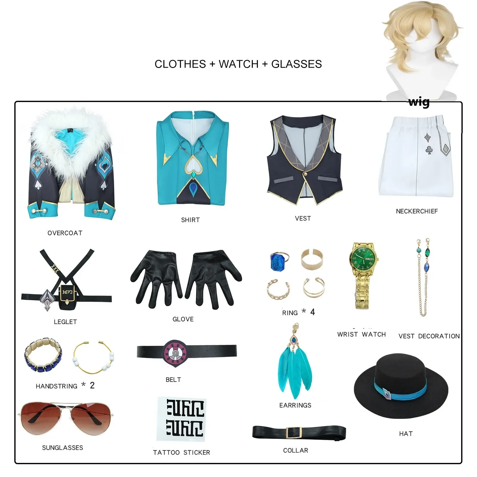 Aventurijn Cosplay Kostuum Pruik voor Game Honkai: Star Rail Kostuum Knappe Mode Combat Rollenspel Carnaval Outfits met Hoed