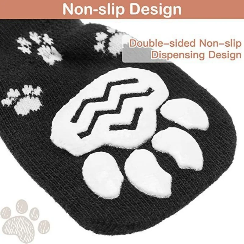 4pcs/set Anti Slip Dog Socks Dog Grip Socks with Straps Traction Control for Indoor on Hardwood Floor Wear Pet Paw Protector