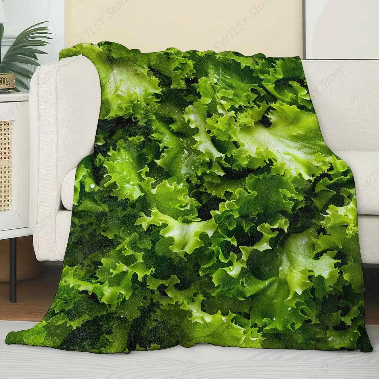 Lettuce Blanket,Gifts for Food Lovers,Lightweight Flannel Throw Blankets,Realistic Green Vegetable Throws Home Decor,for Couch