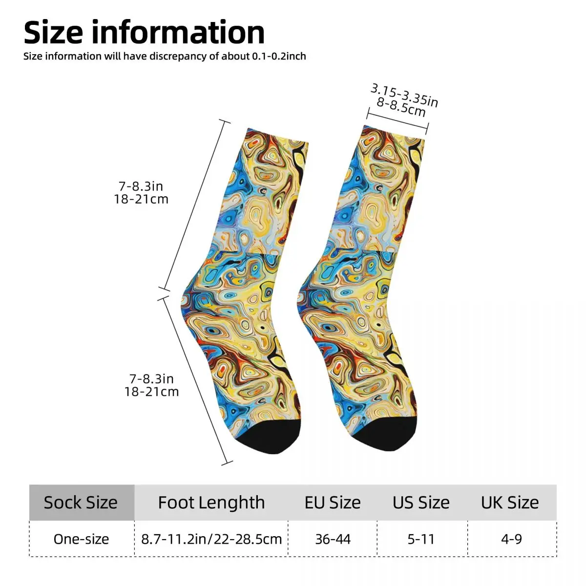 Kolorowe abstrakcyjne skarpetki męskie Dream Retro Harajuku Street Style Novelty Casual Crew Sock