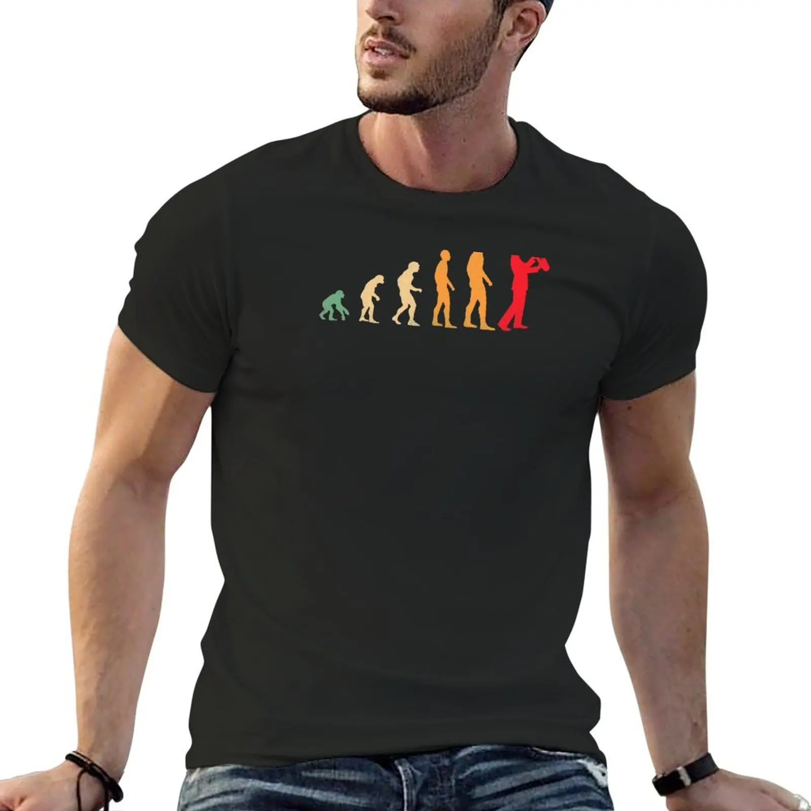 

funny saxophone - saxophone evolution T-Shirt plus size clothes korean fashion Short sleeve tee men