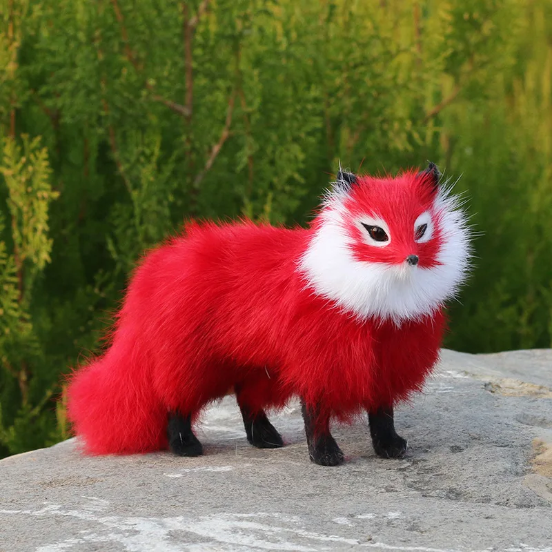 Simulation Fox Model Plastic&furs Fox Craft Home Desk Decoration Living Room Ornaments Toy Gift d0891