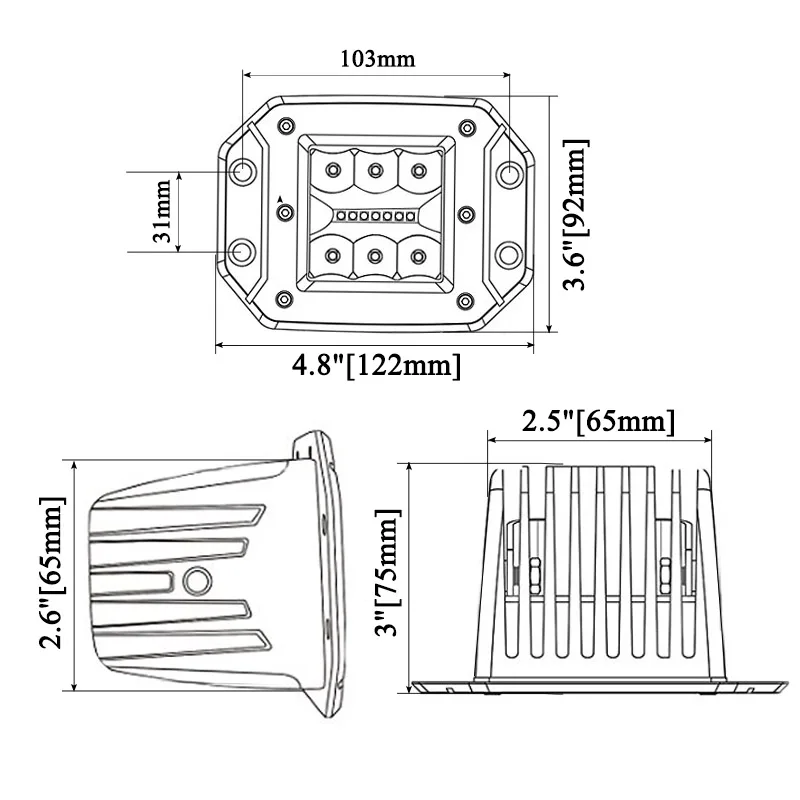 VISORAK-Lampe de travail à dosettes LED pour camion, ambre, rouge, blanc, montage encastré, voiture, 4 roues motrices, 4x4, SUV RL, Jeep