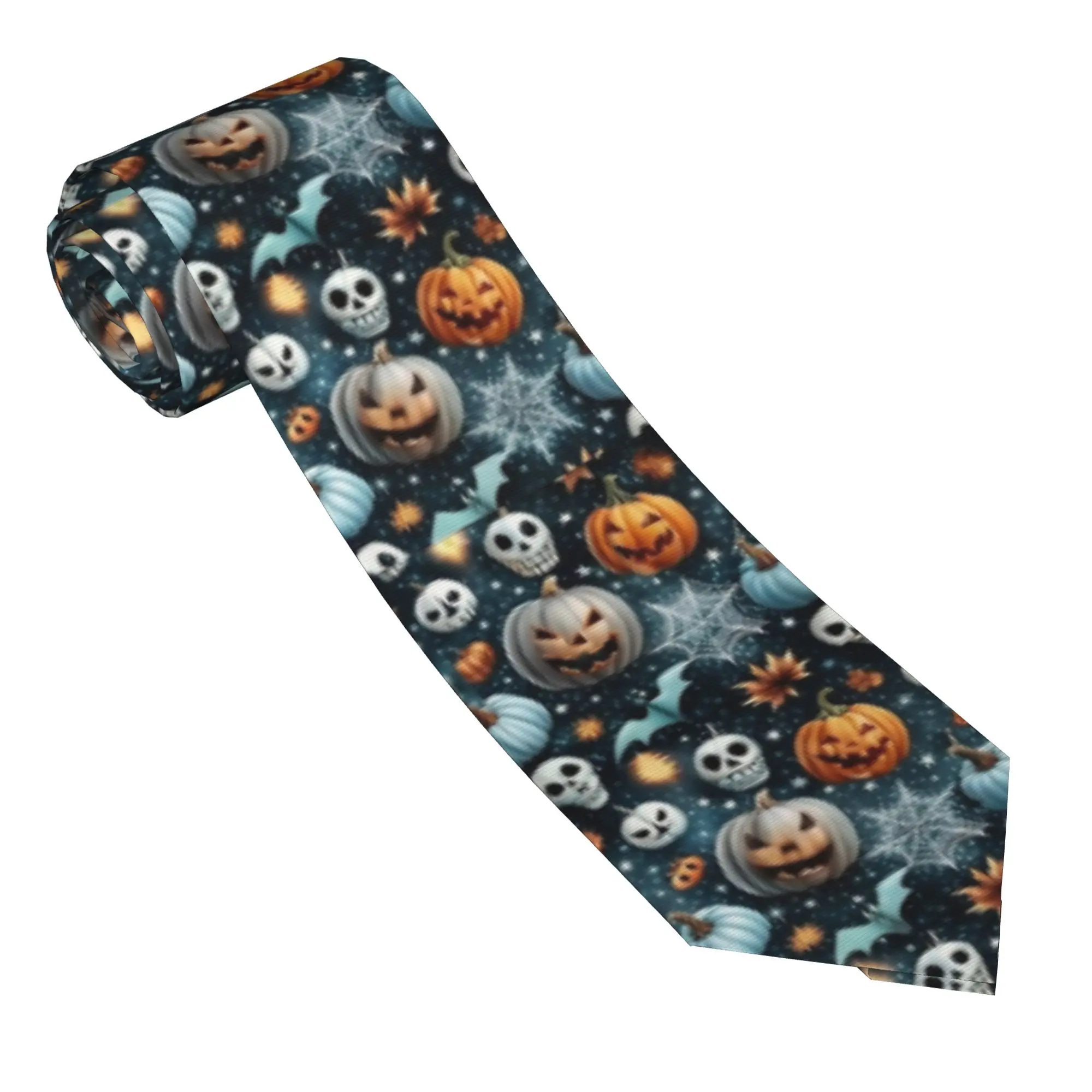 Halloween - Spooky and Fun Designs  Unisex Neckties 8 cm Narrow Ghosts And Pumpkins Neck Ties for Men Accessories Gravatas