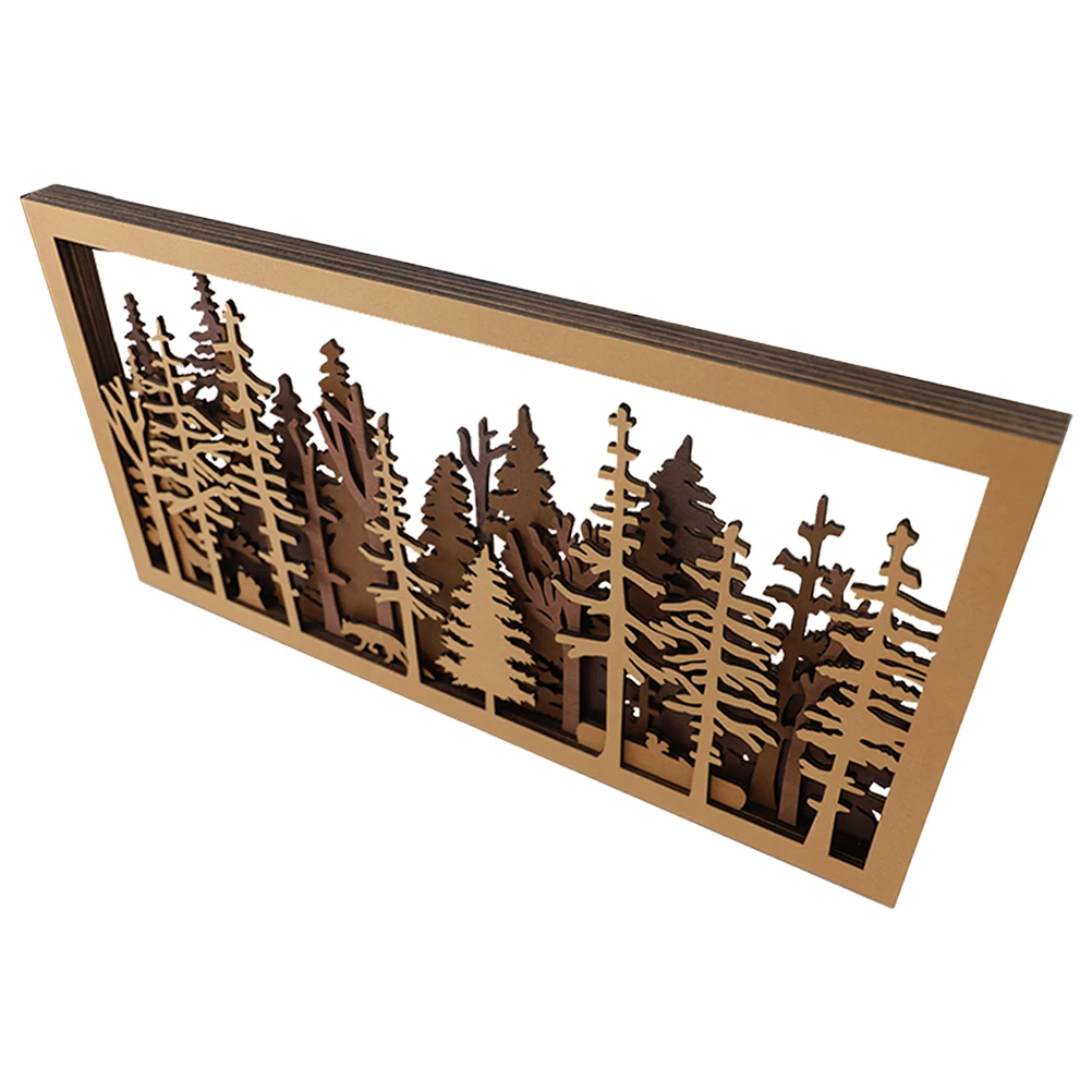 

3D Photo Frame Wooden Decor Scene Cabin Bedroom Living Animal Sculpture Carved Plaque Rustic Wall Art Home Decor Wood