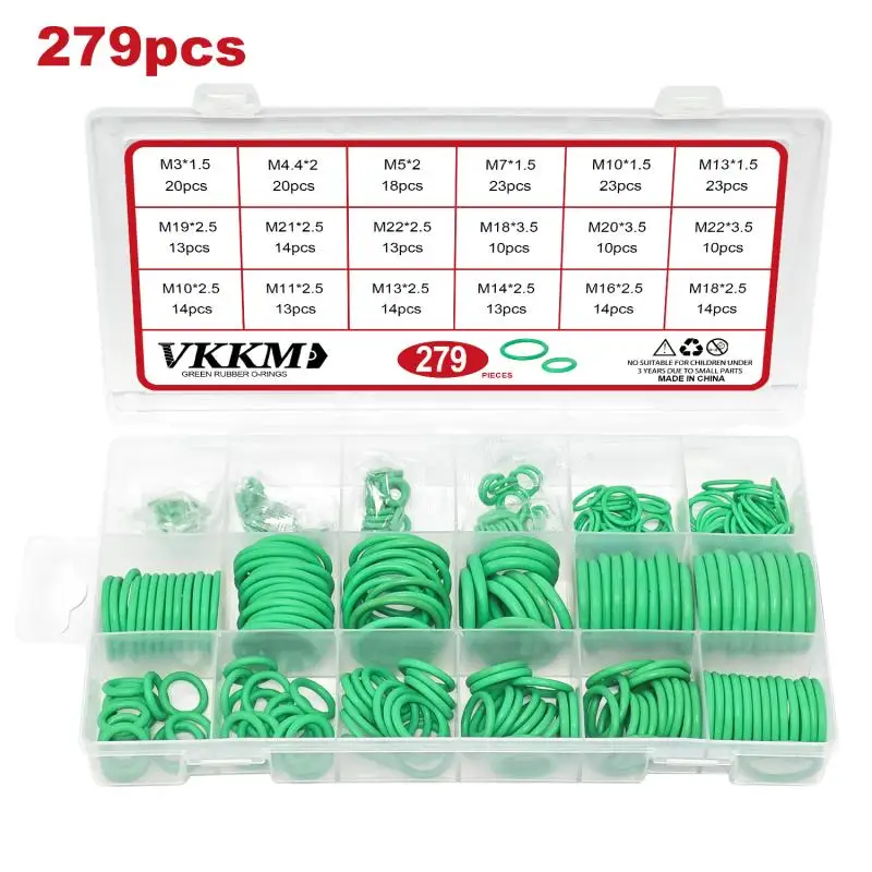 

VKKM Green Rubber O-Rings Set 279 Pieces, Various Sizes for All Sealing Needs to USA SHIPPING