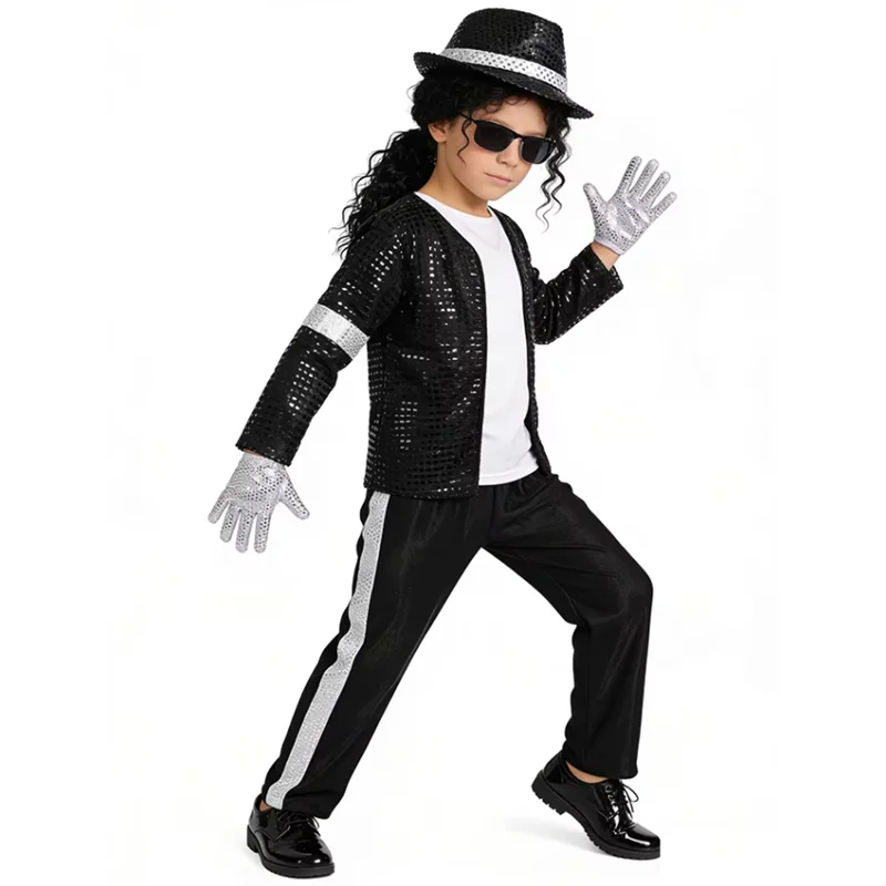 Michael Jackson Kids Clothes Halloween Cosplay Birthday Party Dance Performance Children\'s Costume Pop Star Boys Girls Outfits