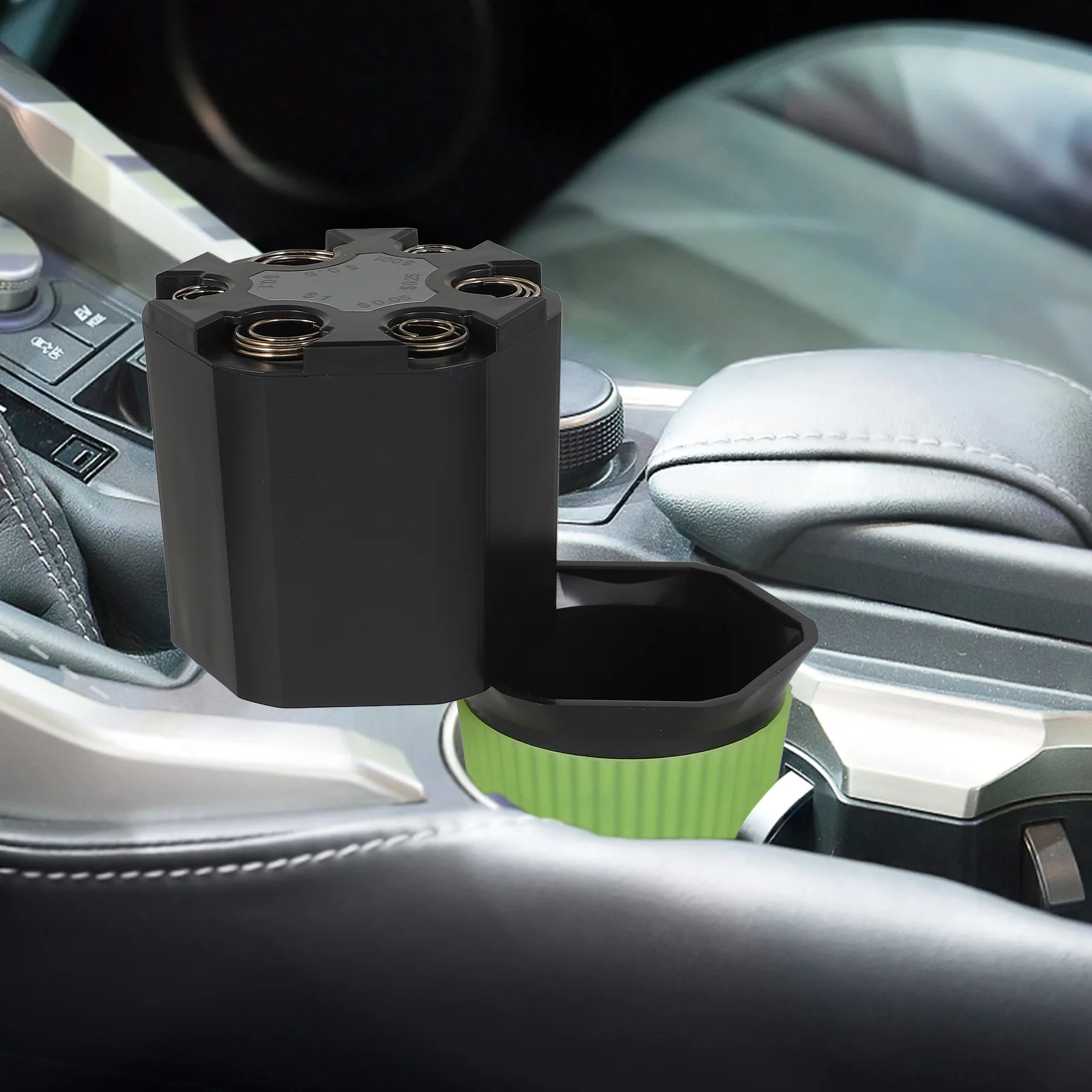 حامل للعملات المعدنية في السيارات، هيكل منظم، نظام استرجاع سهل، تغيير ملحقات السيارة الداخلية #3