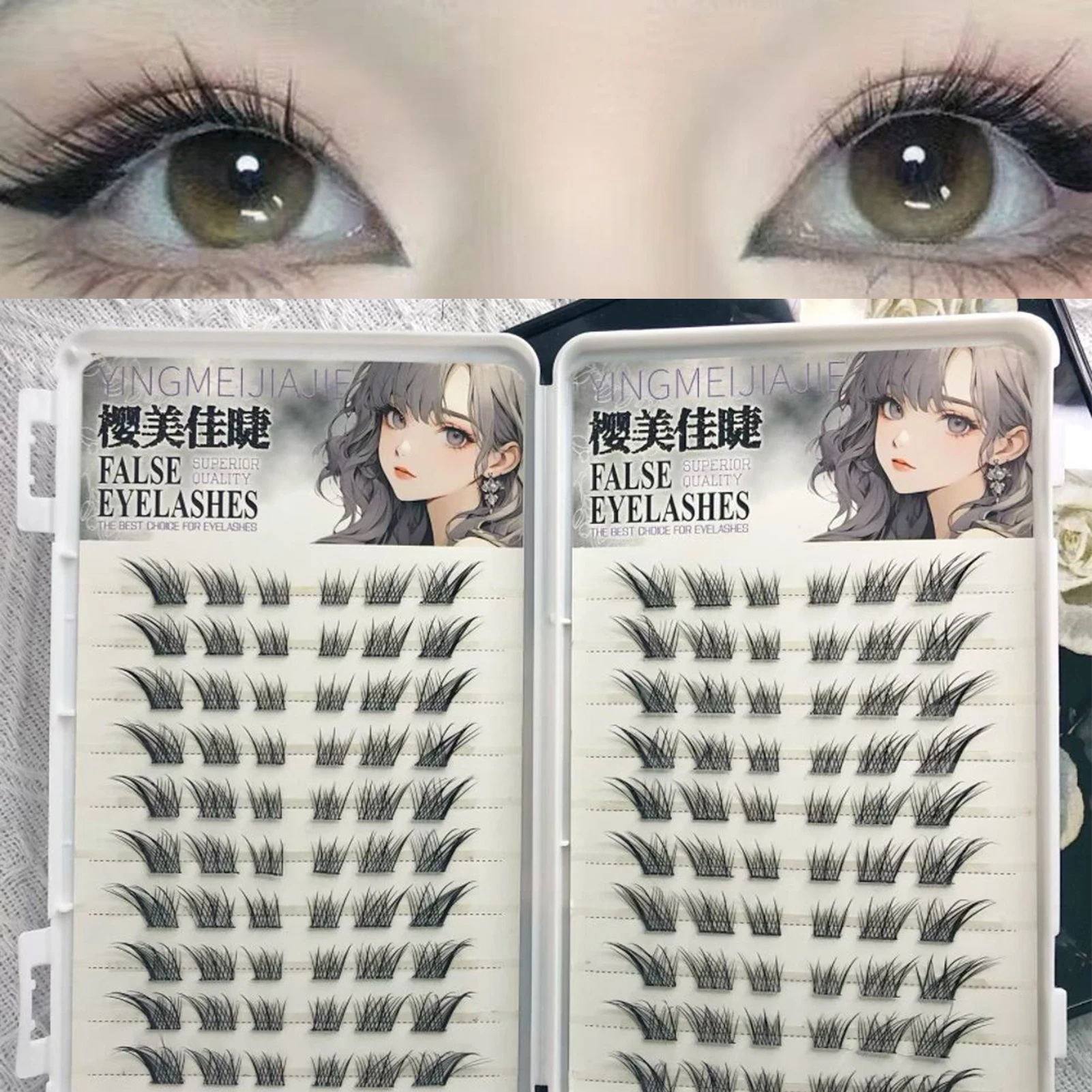 Glue Free Wispy Foxes Fake Eyelashes 11-13mm Wispy Anime Eyelash Time-saving Choice For Beginners Segmentation Lashes 10/20 Rows
