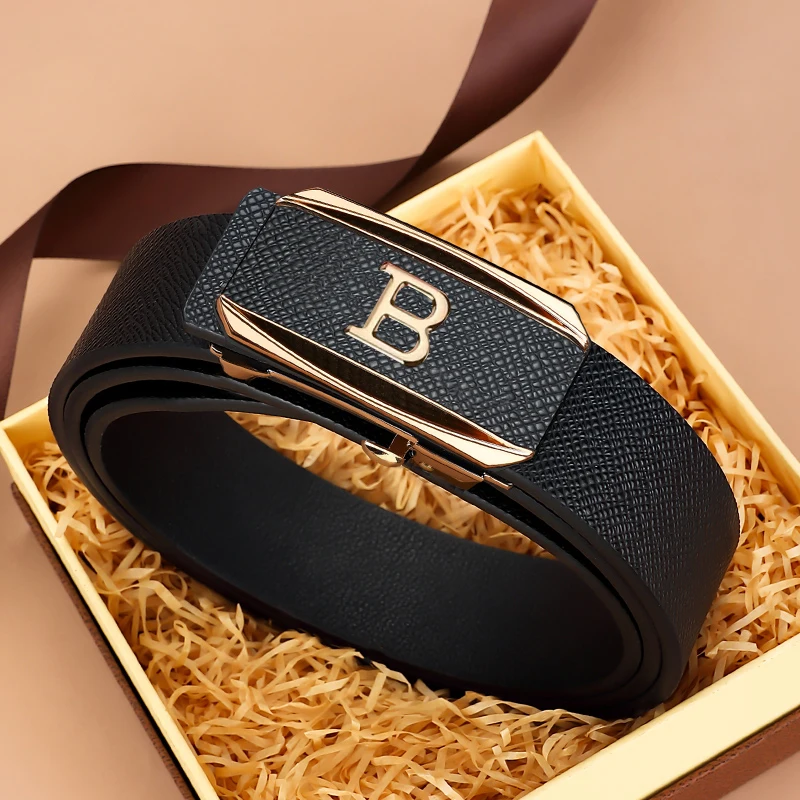 2024 High Quality Coffee Genuine Leather Belt B Letter Automatic Buckle Fashion Men\'s Belt Designer Casual Belt ceinture homme