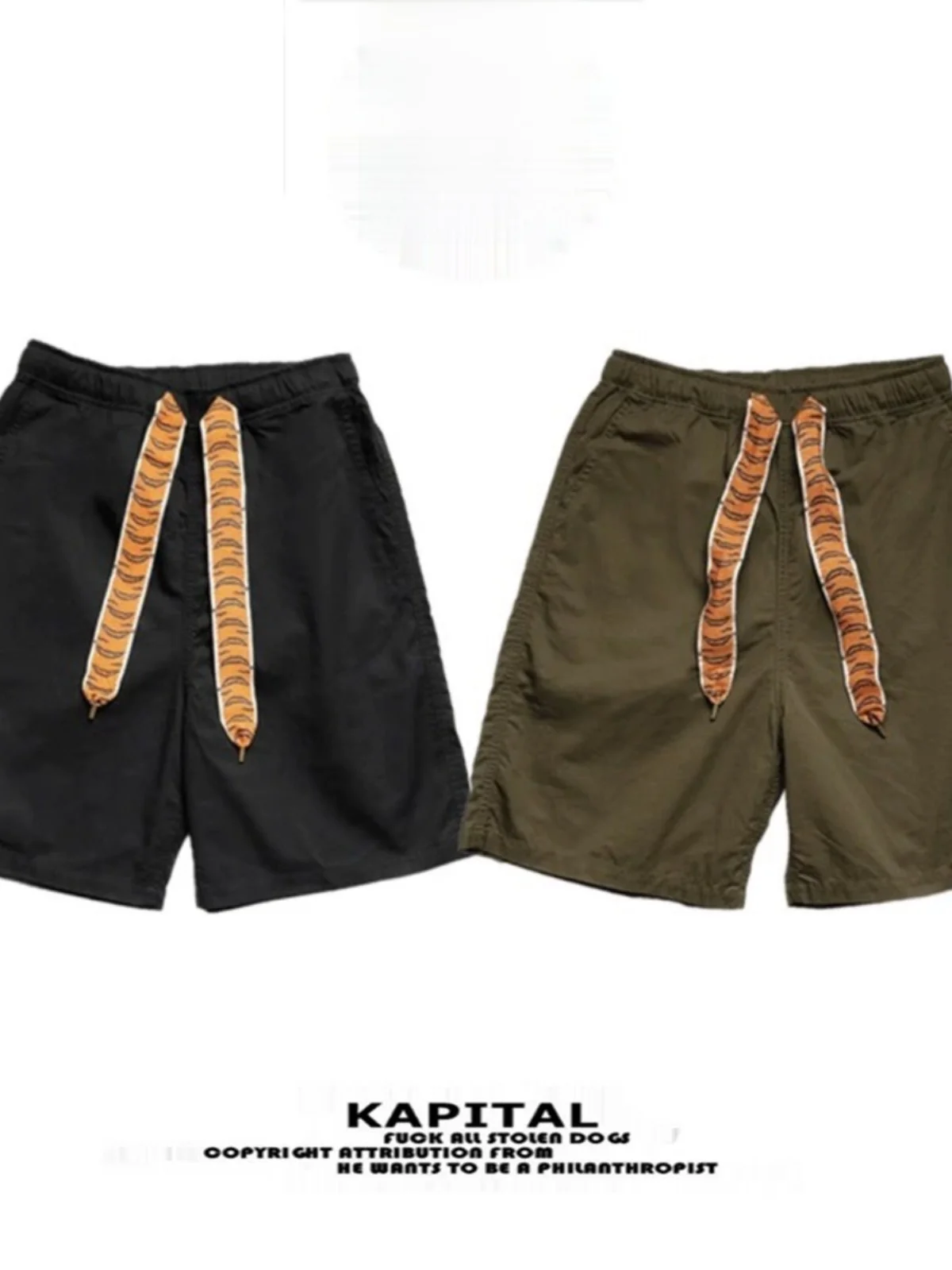 

Винтажные повседневные шорты Kapital с тигровым принтом, на эластичном поясе, однотонные, летние, молодежные, для отдыха