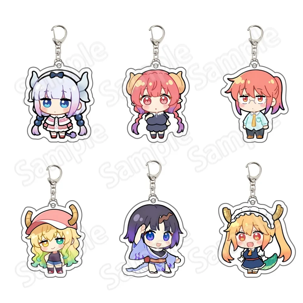 Anime Miss Kobayashis Dragon Maid 6CM Keychains Pendant Car Acrylic Figures Stand Kanna Kamui Tohru Fans Gifts cosplay Accessori