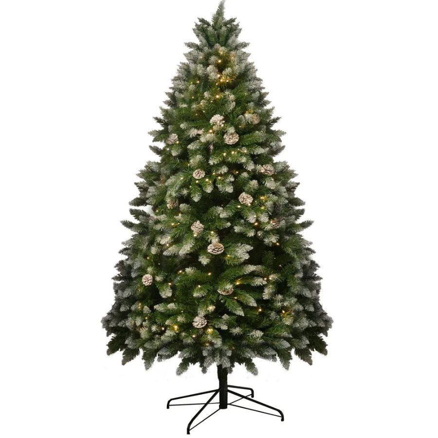 

6FT SnowFrosted Christmas Tree with Pine Cones and 400 Warm White LED Lights