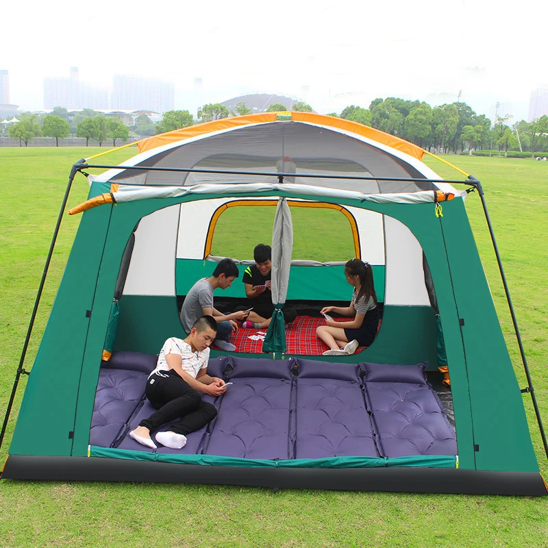 Imagem -04 - Camadas Duplas Outdoor Camping Tourist Tent Rainproof Sunscreen Luxo 12living Rooms e Salão Família 12 Pessoas Tamanho