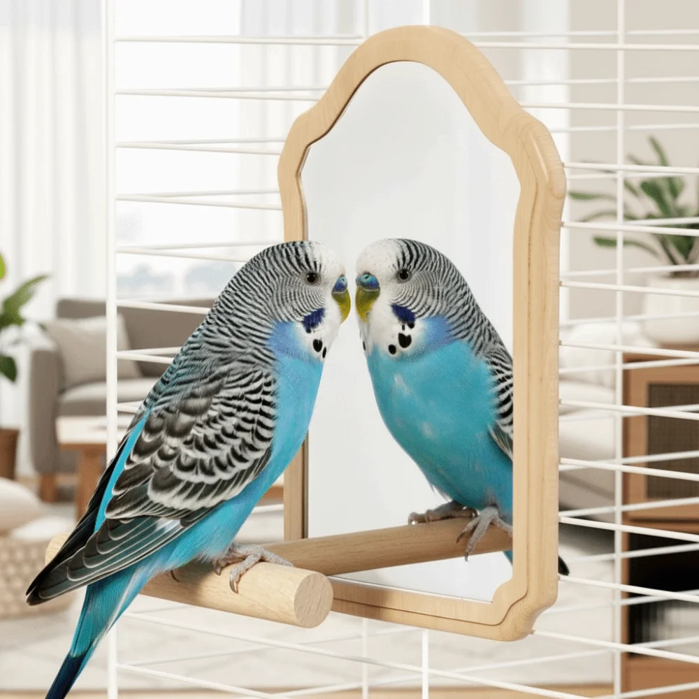 

Wear-Resisting Bird Mirror Perch Detachable Bite-Resistance Parrot Mirror Durable Parrot Platform Stand Bird Cage Accessories