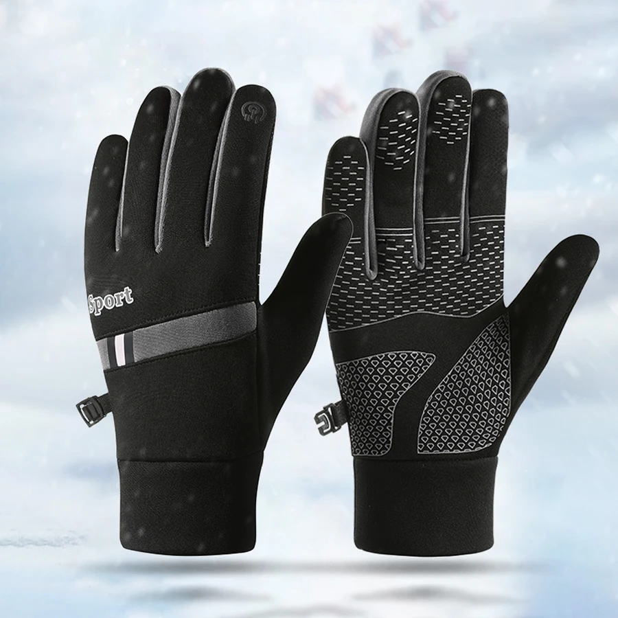 Touchscreen-kompatible Winter-Fahrradhandschuhe, rutschfest, winddicht, Futter, warme Outdoor-Sporthandschuhe für Damen und Herren