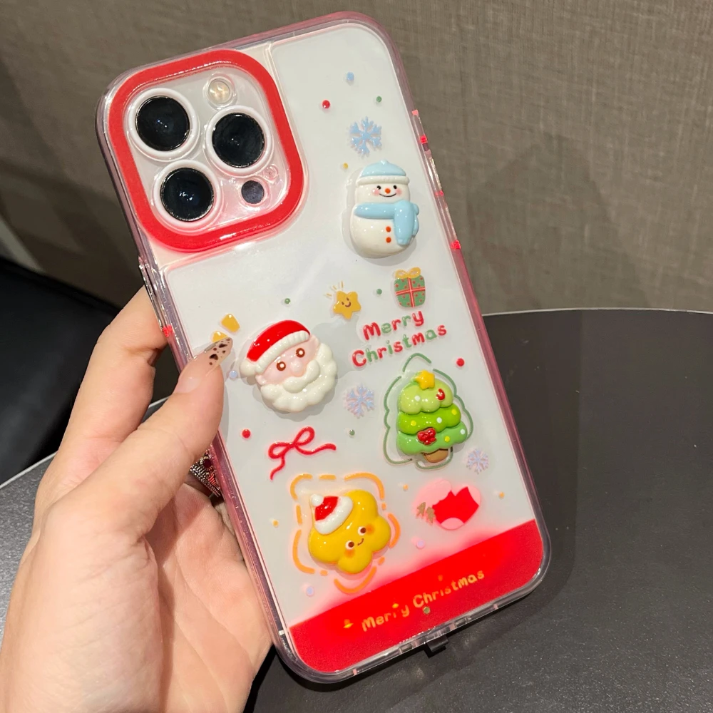 

Luminous Call Light Up Flash Elk Snowman Santa Claus Christmas Phone Case For iPhone 15 13 12 11 14 16 17 Pro Max Plus Air Cover