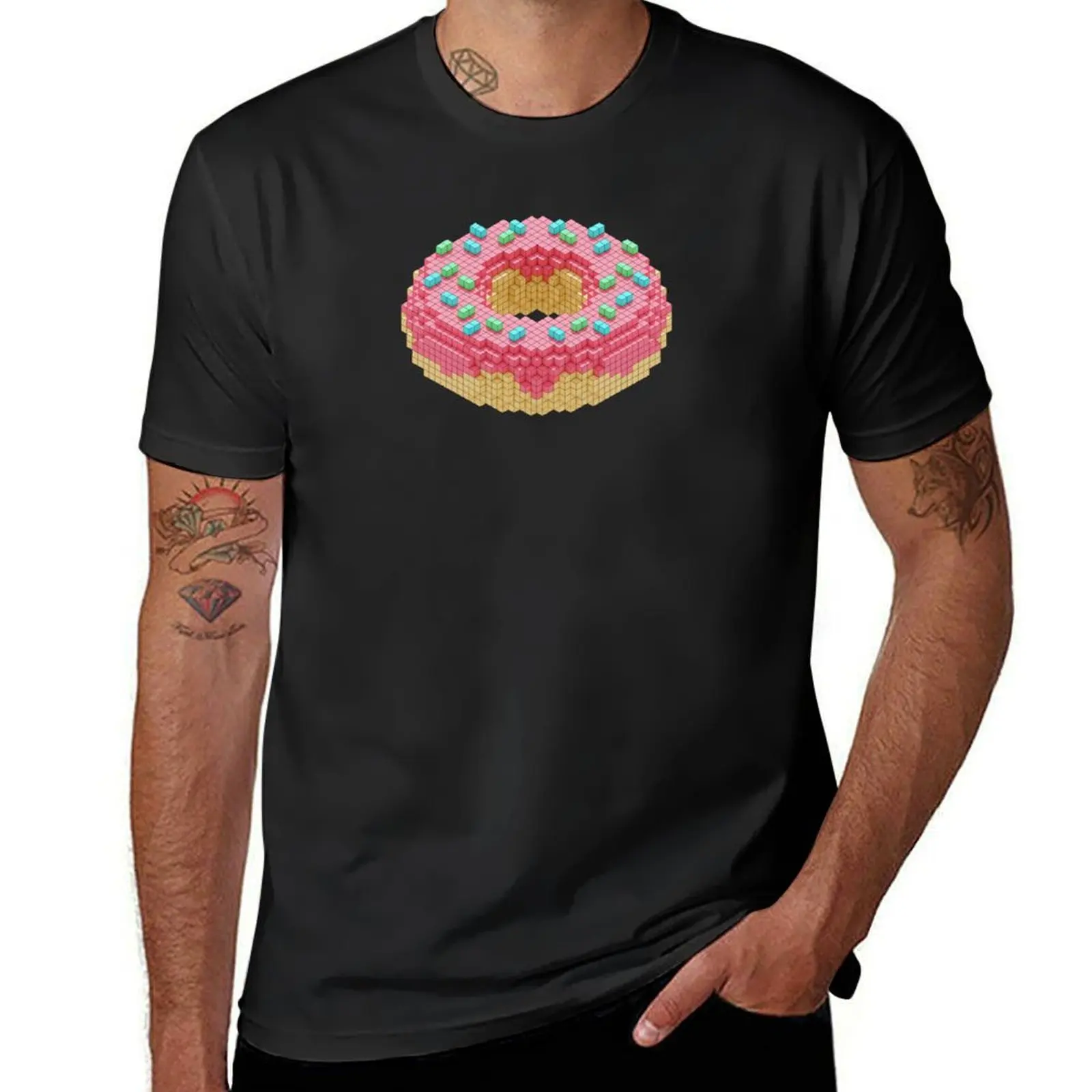 Voxel Pink Sprinkle Donut T-Shirt oversized animal prinfor boys vintage men t shirts