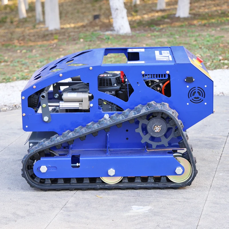 Customized Hot selling remote-controlled tracked brush cutter grass mini robot flail lawn mower