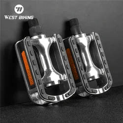 WEST BIKING Lightweight Cycling Pedals Aluminum Alloy Anti-slip Reflective Sheet Safety MTB/Road Bike Pedals Bicycle Parts