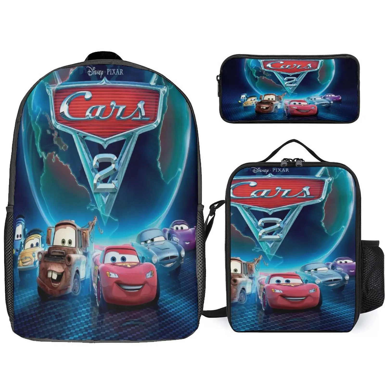 

Children Cars Fashion Backpack and Reusable Lunch Tote Pencil Case 3Pcs Set,Back to School Lightweight Bookbag