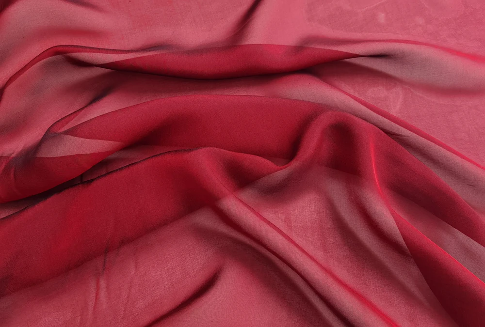 1 meter X 1.35 meter Wedding Dress Material Shading Yarn Dyed Ombre Mulberry Silk Chiffon Fabric