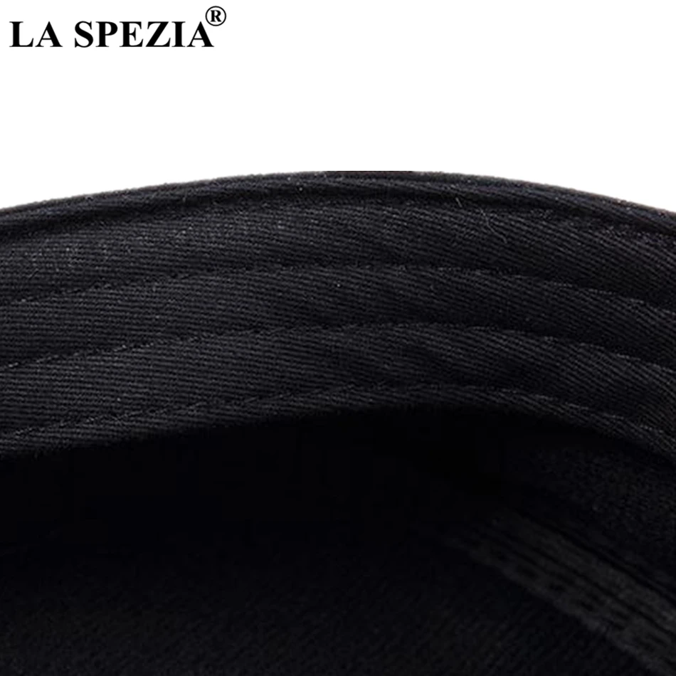 LA SPEZIA Genuine Leather Cap Men Newsboy Military Hats Vintage Women Brand Caps Black Classic Flat Hats Luxury Italian Brand