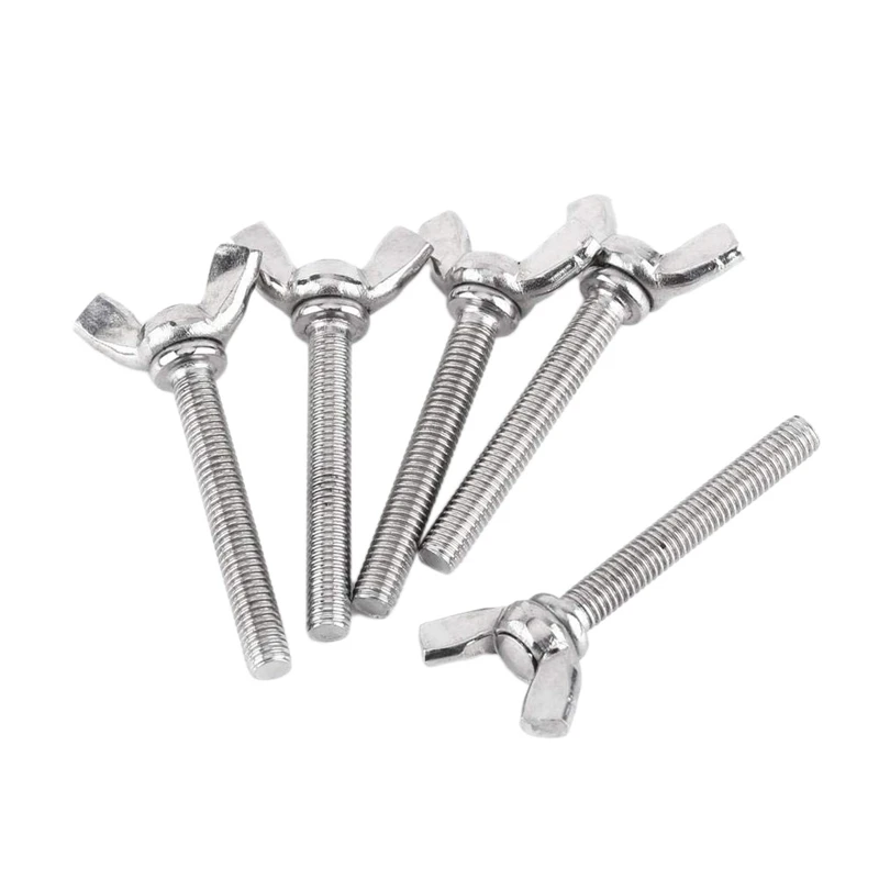 5 Pcs M5 Butterfly Wing Hand Screws Bolts 304 Stainless Steel Fastener Assortment Set, Full Thread (M5x40mm)