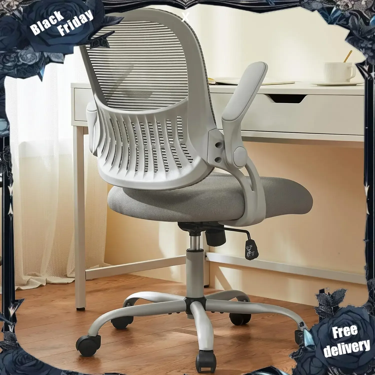 

Office Computer Desk Chair, Ergonomic Mid-Back Mesh Rolling Work Swivel Task Chairs with Wheels