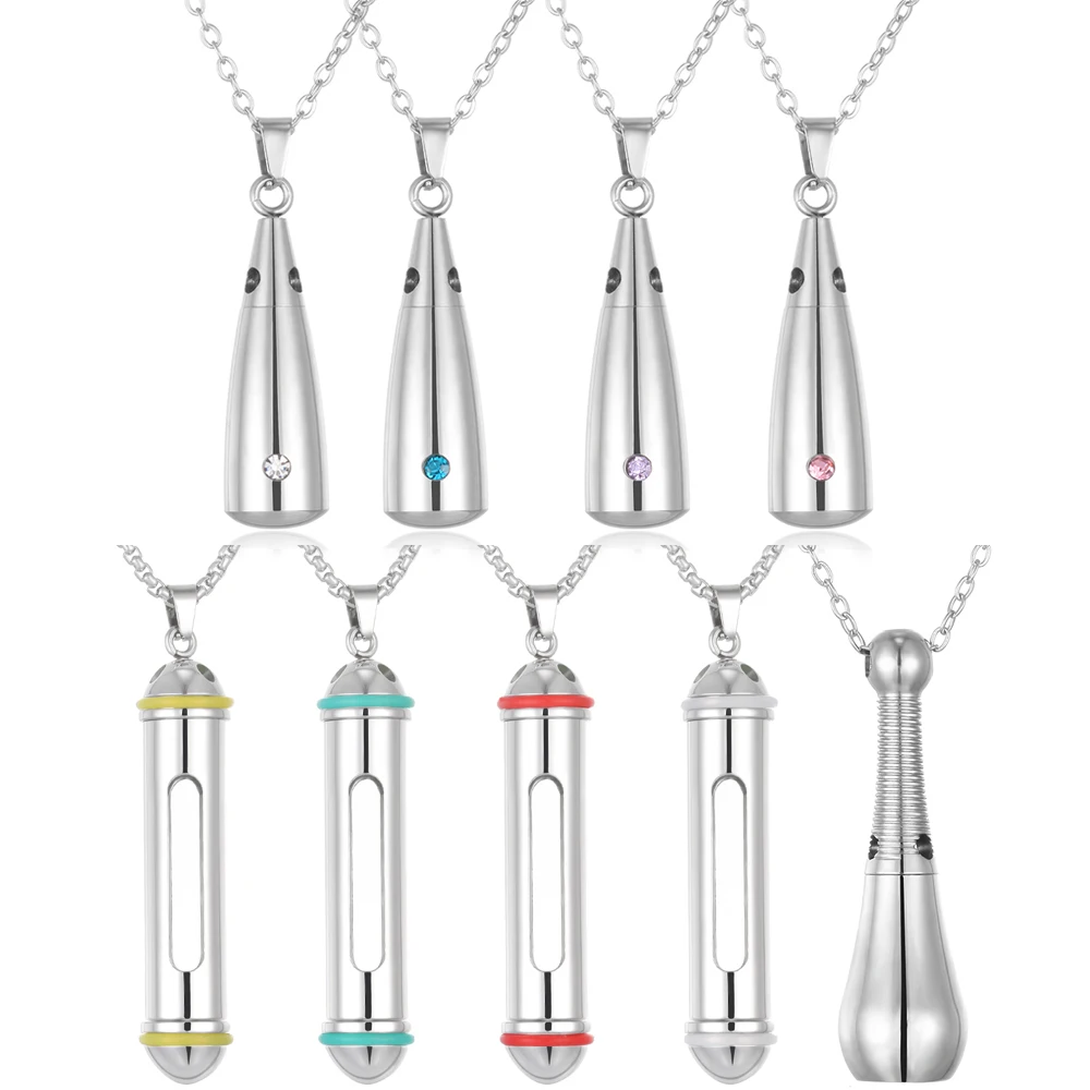 10pcs/lot Wholesale Stainless Steel Perfume Essential Oil Bottle Necklace DIY Scent Aromatherapy Essential Oil Diffuser Necklace